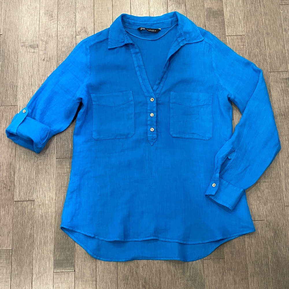 Like New Zara 100% Linen Top